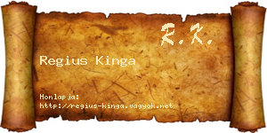 Regius Kinga névjegykártya